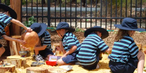 Elc children in sand