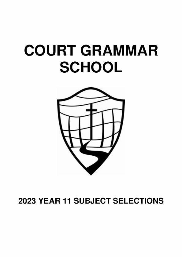 CGS 2023 YEAR 11 SUBJECT SELECTION BOOKLET