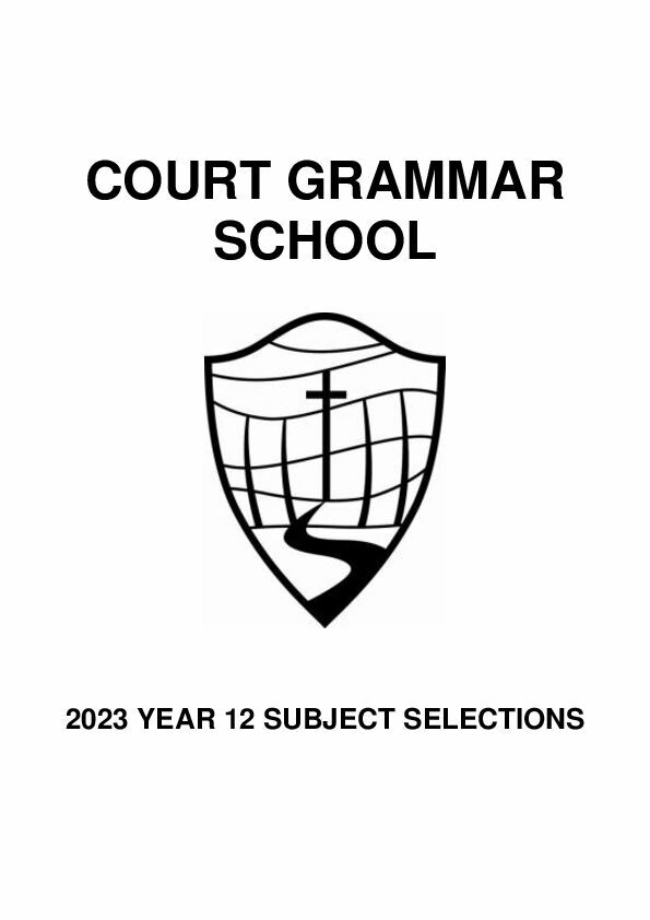 CGS 2023 YEAR 12 SUBJECT SELECTION BOOKLET