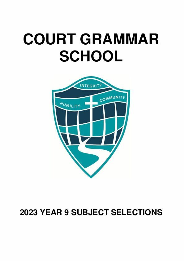 CGS 2023 YEAR 9 SUBJECT SELECTION BOOKLET