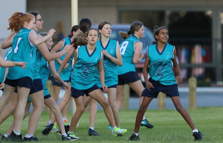 Students playing netball