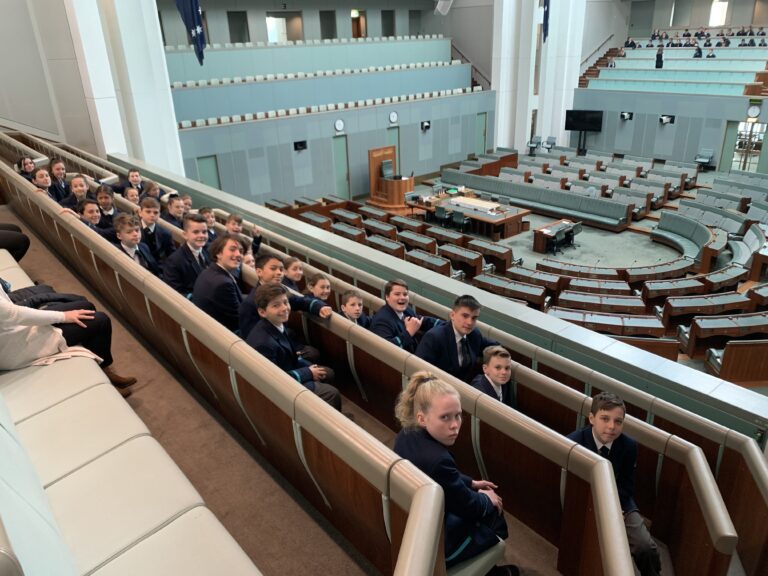 Students seated in the House of Representatives chamber at Parliament House