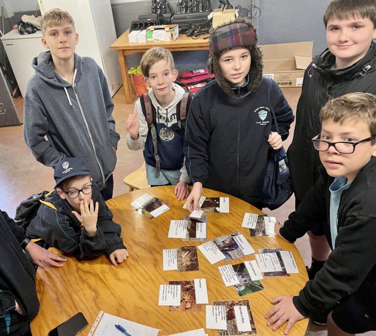 Students working together on a group activity at a table